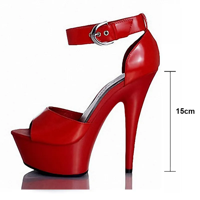 20 cm Super-Tacco Alto Piattaforma Scarpe delle donne della Pelle Verniciata Sandali Del Partito di Nozze Femminile Peep Toe Tacco Sottile Vestito