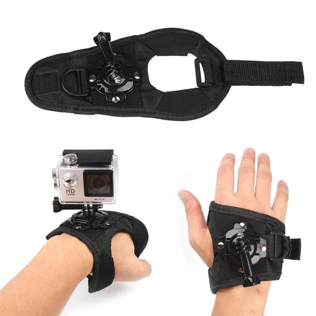 สายคล้องข้อมือเข็มขัด Band Mount ผู้ถือขี่สำหรับ GoPro Hero 1 2 3 3 + 4 กล้องสีดำกีฬา