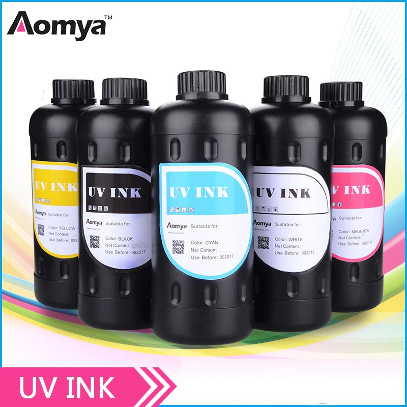 Aomya Fast Curing 3D UV Ink Kit for Epson R1800 R1900 R2000 UV Flatbed UV Printer on wood/acrylic/glass/phone cases.. 500mlX6C