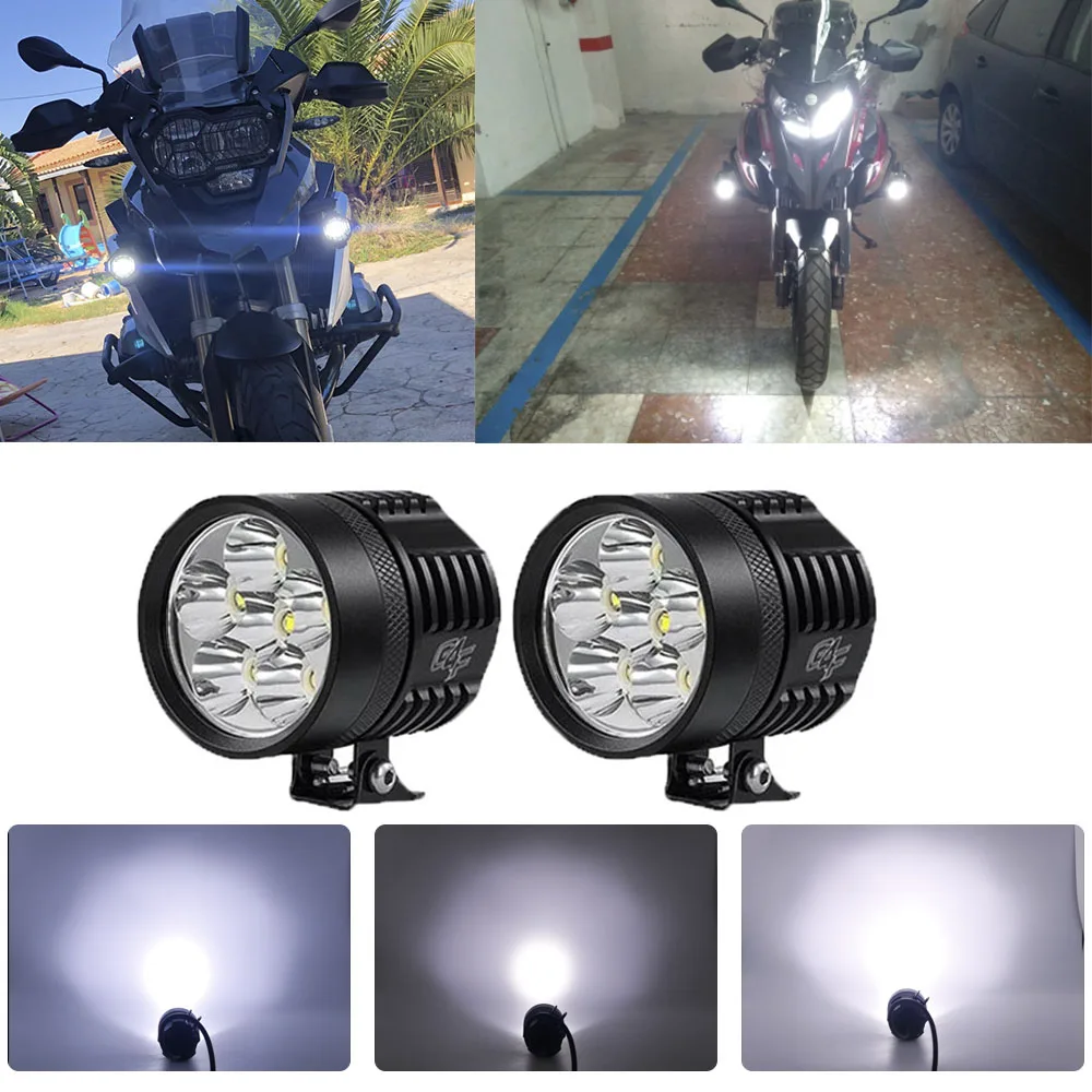 Motorcycle LED Auxiliary Light 6000K with Wiring Harness LED Driving Fog Lamp for BMW R1200GS F800GS Universal Moto Motorbikes