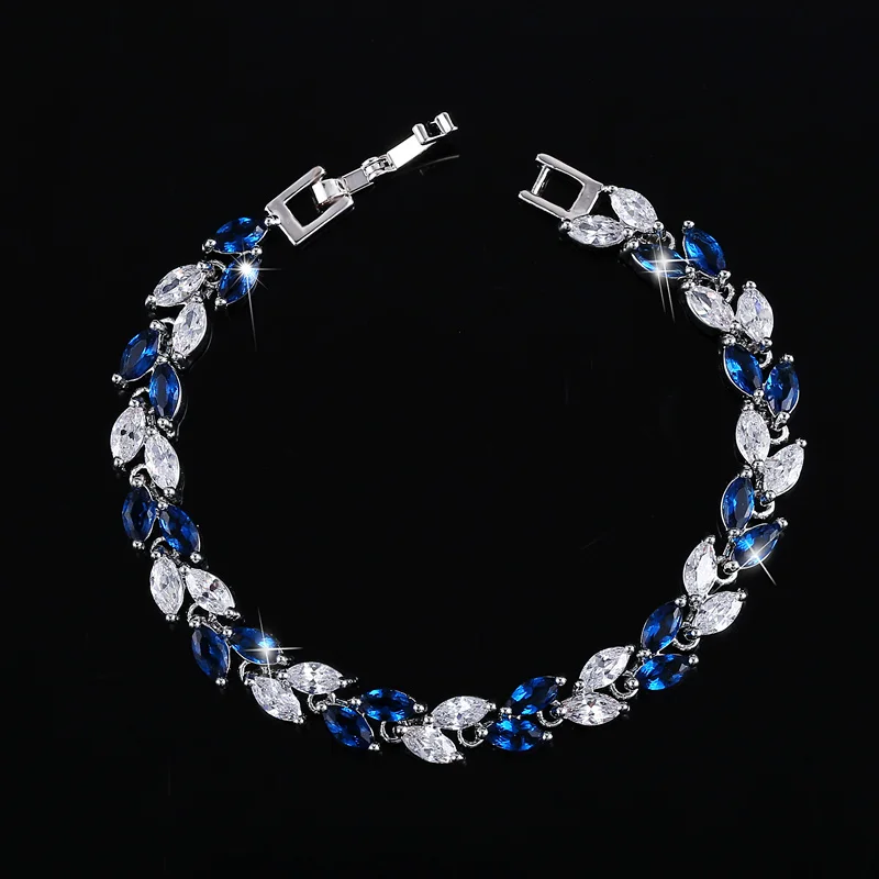 CWWZircons Neuer Trend 2026 Zirkonia-Schmuck Silberfarbener Blatt-Anhänger CZ-Kristall Damen-Armbänder Großhandel S0003 – Detail 3