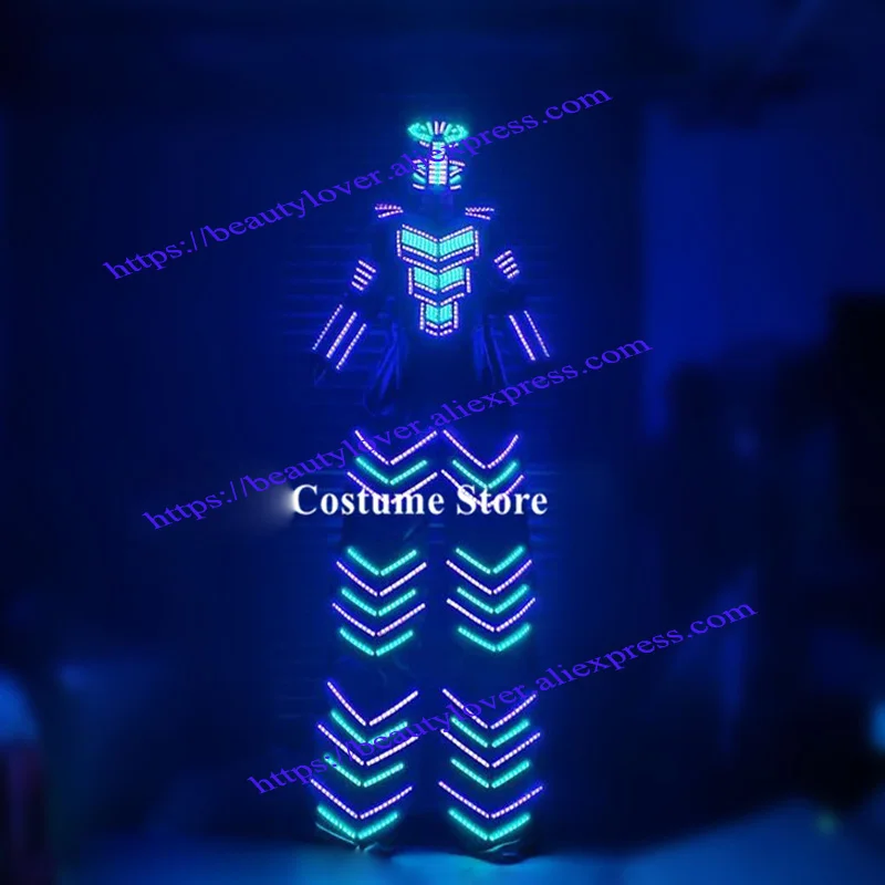 RGB 7 colour change led robot costume stage stilts clothing bart event evening party nightclub stage show DJ luminous armor