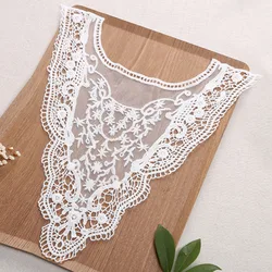 2Pcs White Lace Fabric for Girl's Dress DIY Material Sew-on Collar Applique Patches Neckline Mesh Cloth