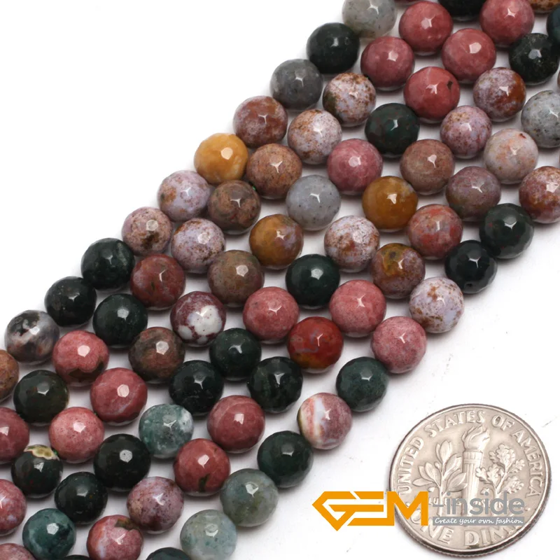 round faceted ocean jaspers (agat) beads natural stone beads loose beads for jewelry makingstrand 15 inches (38 cm) wholesale !