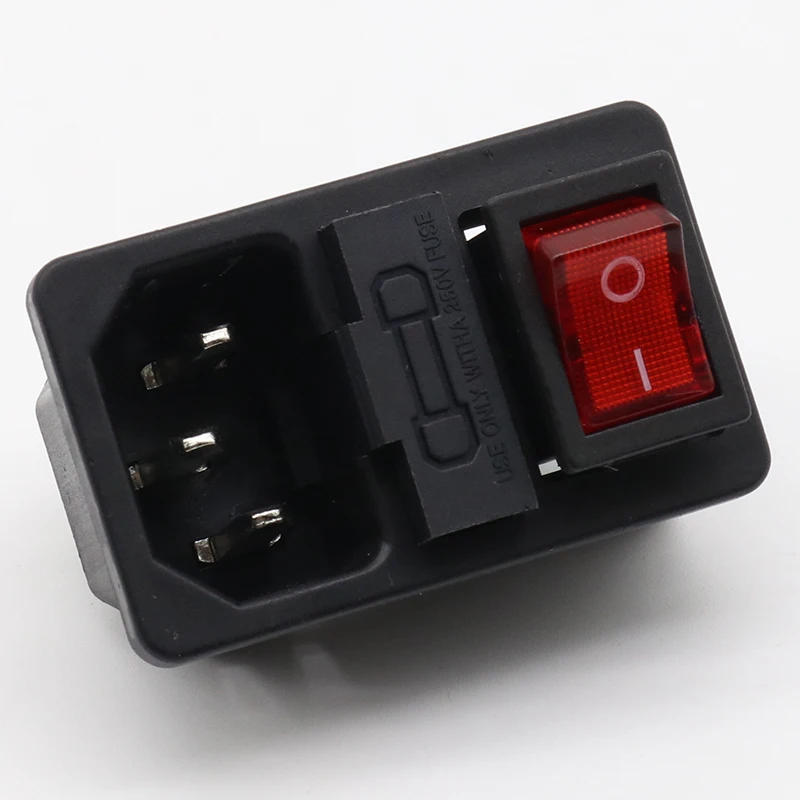 NEW HIGH QUALITY Red Light Power Rocker Switch Fused IEC 320 C14 Inlet Power Socket Fuse Switch Connector Plug 10A 250V B2C