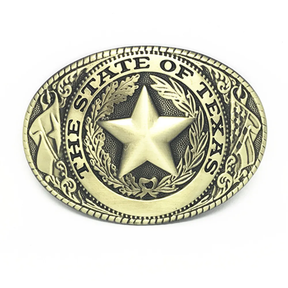 

Cowboy star THE STATE OF TEXAS zinc alloy belt buckle TEXAS wear-resisting luxury men belt buckle for 4.0