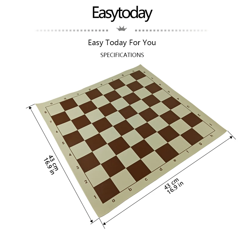 Easytoday Chess Board Games Synthetic Leather Chess Accessories One Side Chessboard International Standard Chess Board