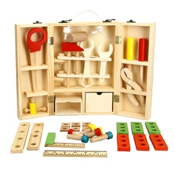 Wooden Toolbox Wooden 3D Puzzle Toolbox Service Simulation toys for Baby kids Educational toys boy gift Tool box toy