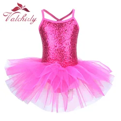 Vestido florido de lantejoulas para meninas, bailarina fada bailarina, roupa de dança infantil, collant de ginástica, vestido tutu