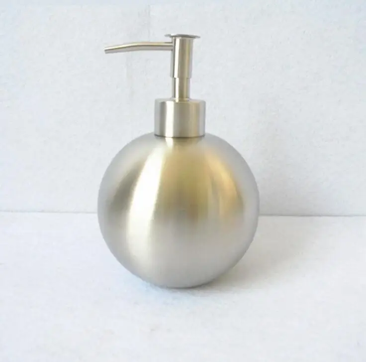 Bathroom products pressing type spherical soap dispenser,Hotel 304 stainless steel 560ml sitting type hand washing liquid bottle