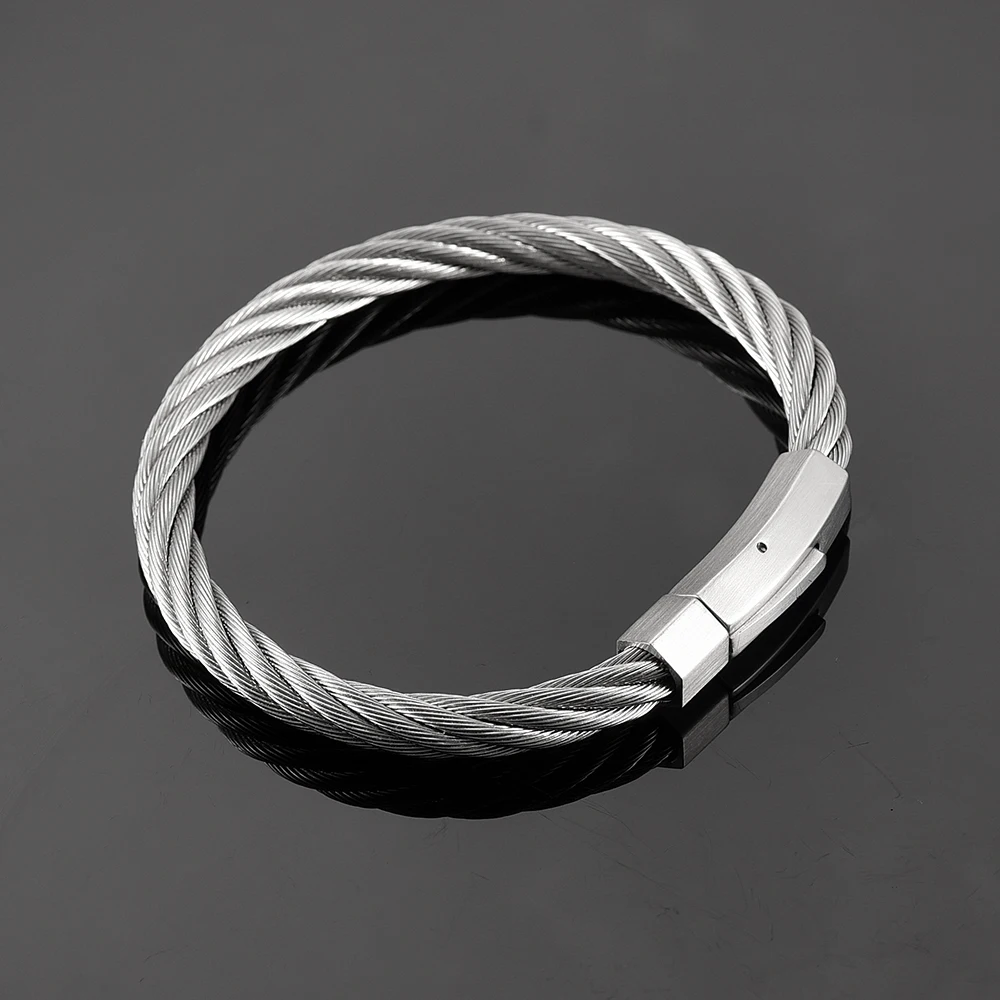 IJB0529 4 Colors Fashion Stainless Steel Triple Many Stackable Cable Wire Twisted Bangle Bracelets Cheap Sale