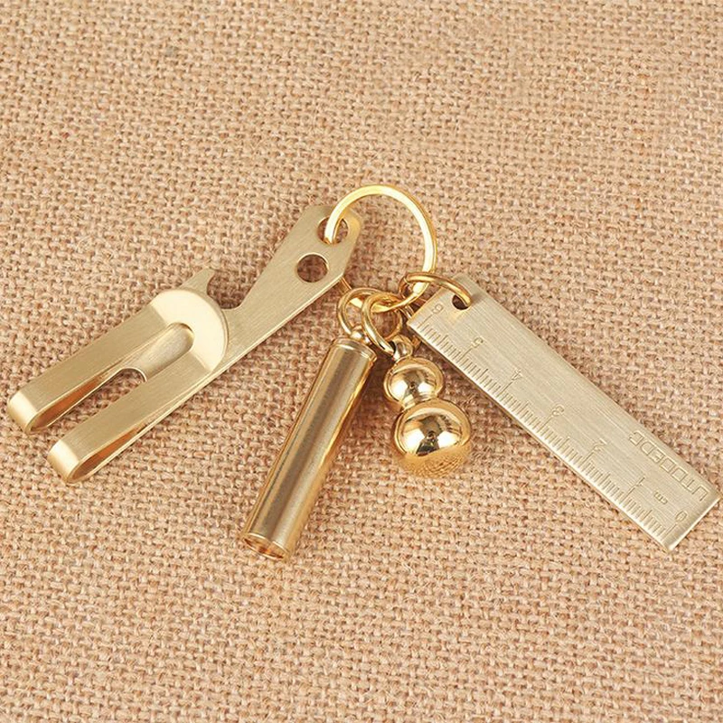 1 pcs  Mini Vintage Thicken Brass Handy Straight Ruler Copper Metal Natural Color  EDC Tools as Key Pendant Bookmark  6 cm