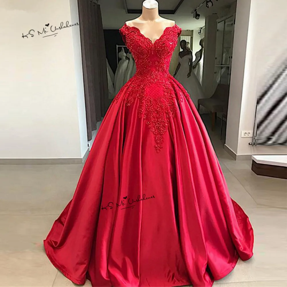 Designer Vintage Red Wedding Dress 2019 Lace Beaded Church Bride Dresses Custom Made off Shoulder Wedding Gowns Suknia Slubna