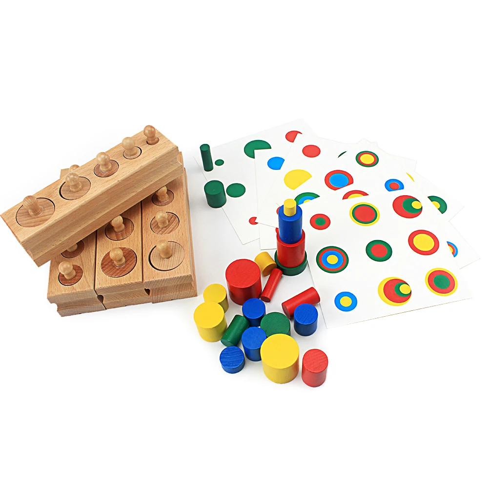 Baby Montessori Educational Wooden Toys Colorful Socket Cylinder Block Set For Children Educational Preschool Early Learning Toy