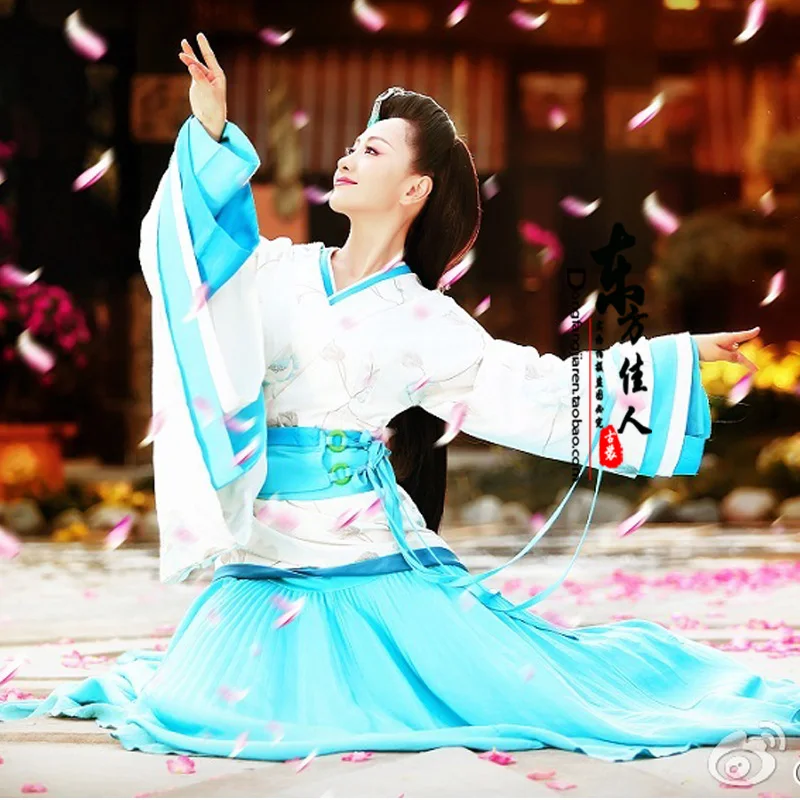 Blue Dance Costume Huo Cheng Jun Yang Rong Same Design Love Story of the Desert - Yun Zhong Ge  Women's Costume Hanfu