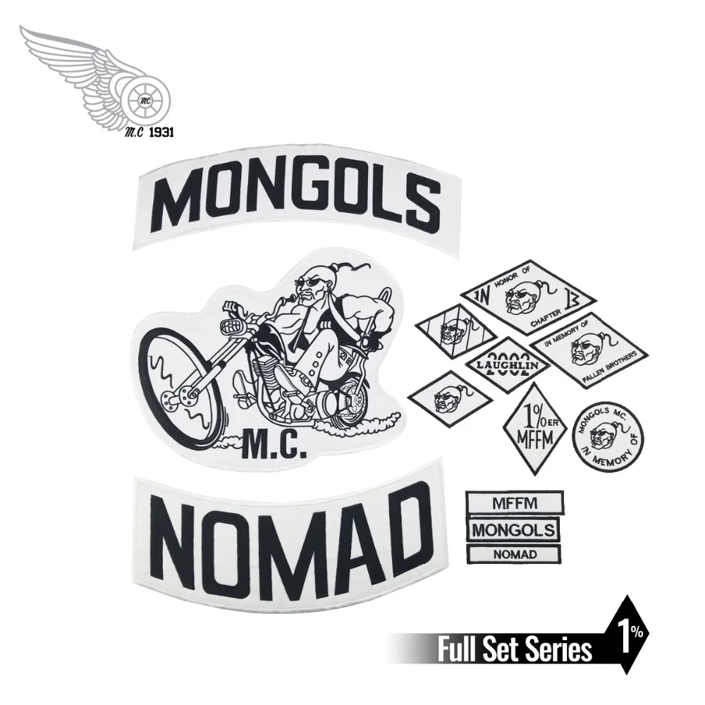 

Mongols MC Patches Biker Back Nomad Rocker Patch Free Rider Motorcycle Embroidered Jacket Vest Badge Back Size Iron On