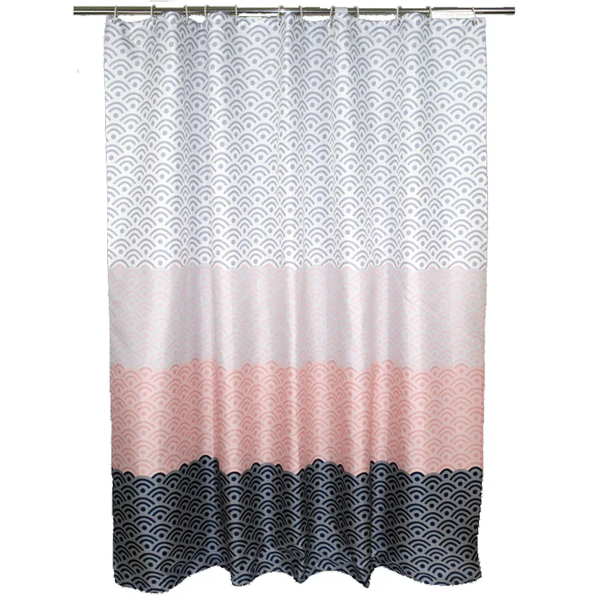 Nordic Shower Curtain Geometric Color Block Bath Curtains Bathroom For Bathtub Bathing Cover Extra Large Wide 12pcs Hooks