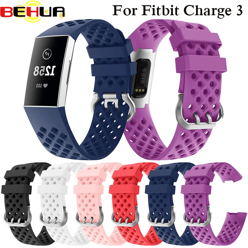 soft Silicone Sports Band For Fitbit Charge 3 Bracelet Watchband Strap For Fitbit Charge3 Watch Straps band with Metal Buckle