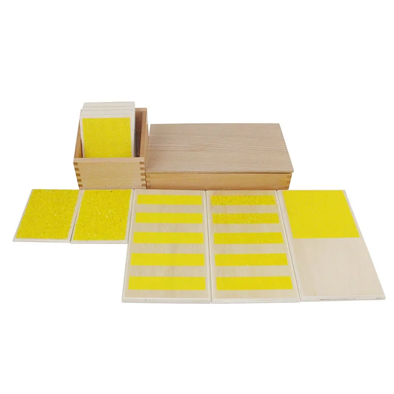 Montessori Baby Early Educational Sensorial Toys Wood Material Rough & Smooth Touch Boards With Box