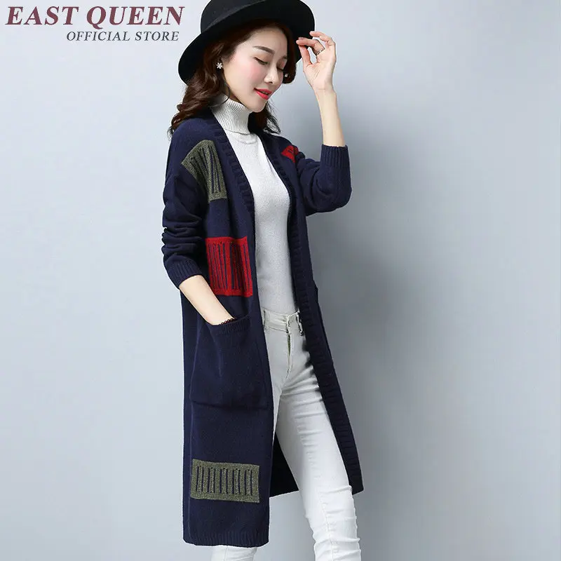 

Long knitted cardigans 2018 autumn woman long knitted cardigans casual knitting coats with pockets DD085 C