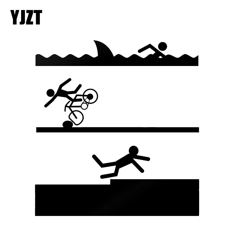 YJZT 13.4*14.3CM Coolest Triathlon Swim Bike Run Tried Funny Car Sticker Vinyl Silhouette Motorcycle Accessories C12-0662