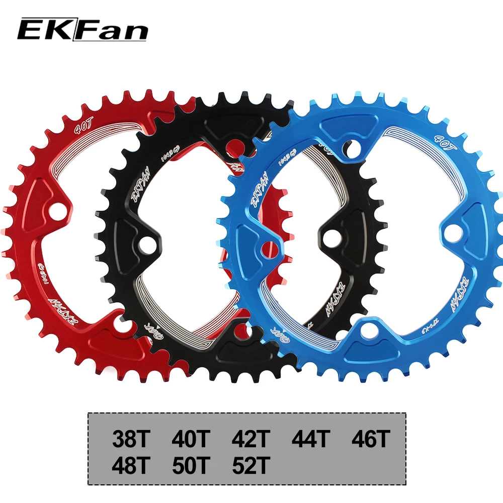 EKFan 38T/40T/42T/44T/46T/48T/50T/52T Round Cycle Chainwheel 7075-T6 MTB Bike Circle Crankset Plate104BCD