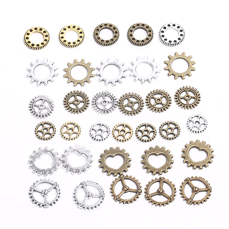 20/40pcs 8-12mm Metal Mixed Mini Clock Gear Charms Beads Handmade DIY for Bracelet Pendant Crafts Jewelry Making Findings