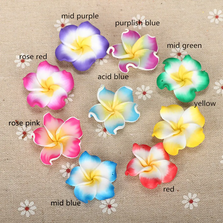 Asus Frangipani PlumBR Fleur Charmante Boucles D'oreilles, Argile Polymère, Collier, Bijoux De Papeterie, Accessoires De Bricolage, 30mm, 12Pcs, Lot