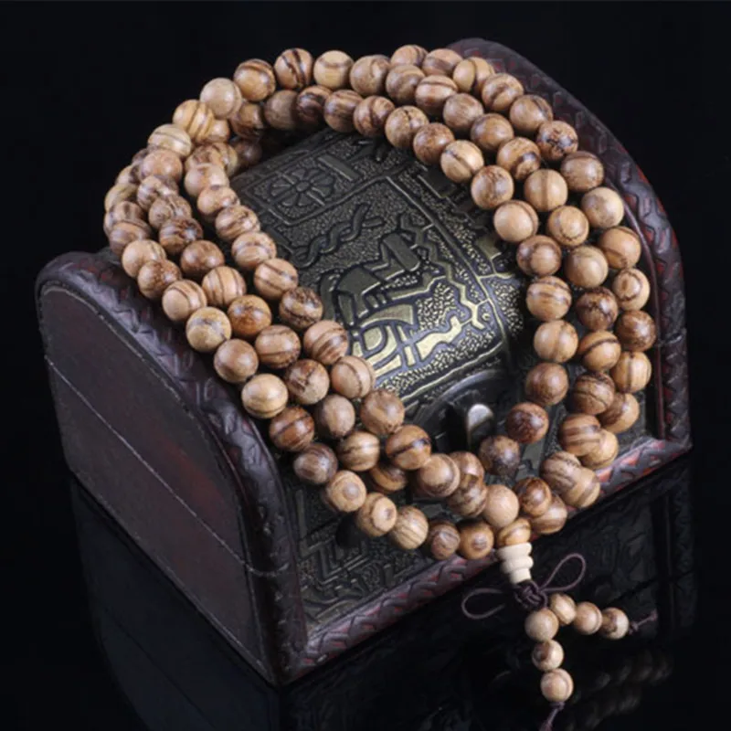 Sennier Natural Vietnamese agarwood incense 108 beads 6mm 8mm Buddha prayer malas beads bracelets  Rosary Wooden Bangle jewelry