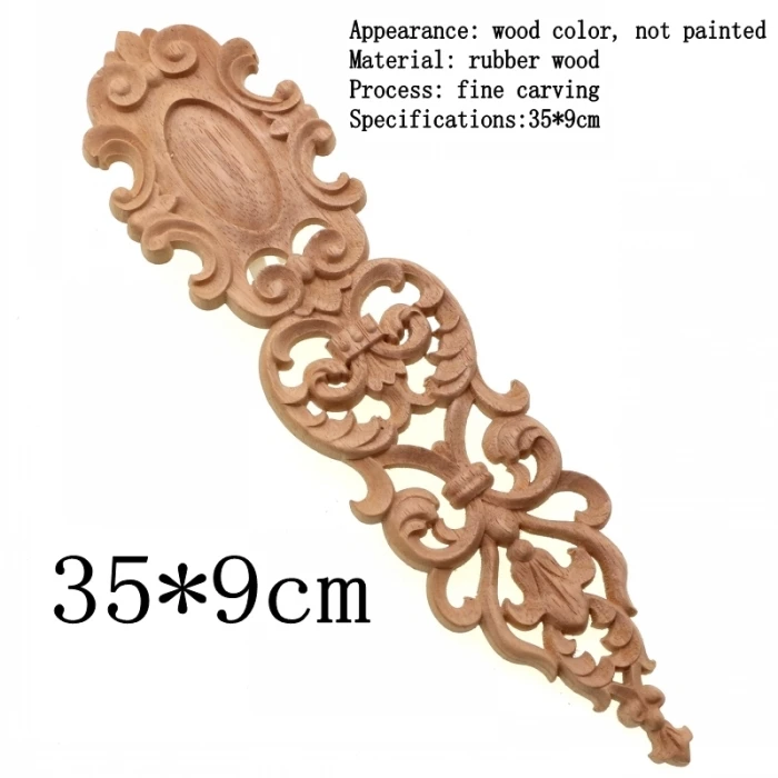 RUNBAZEF Exquisite Furniture Decorative Carving Accessories Flower Long Applique Solid Wood Laminate Retro Heart Shaped Figurine