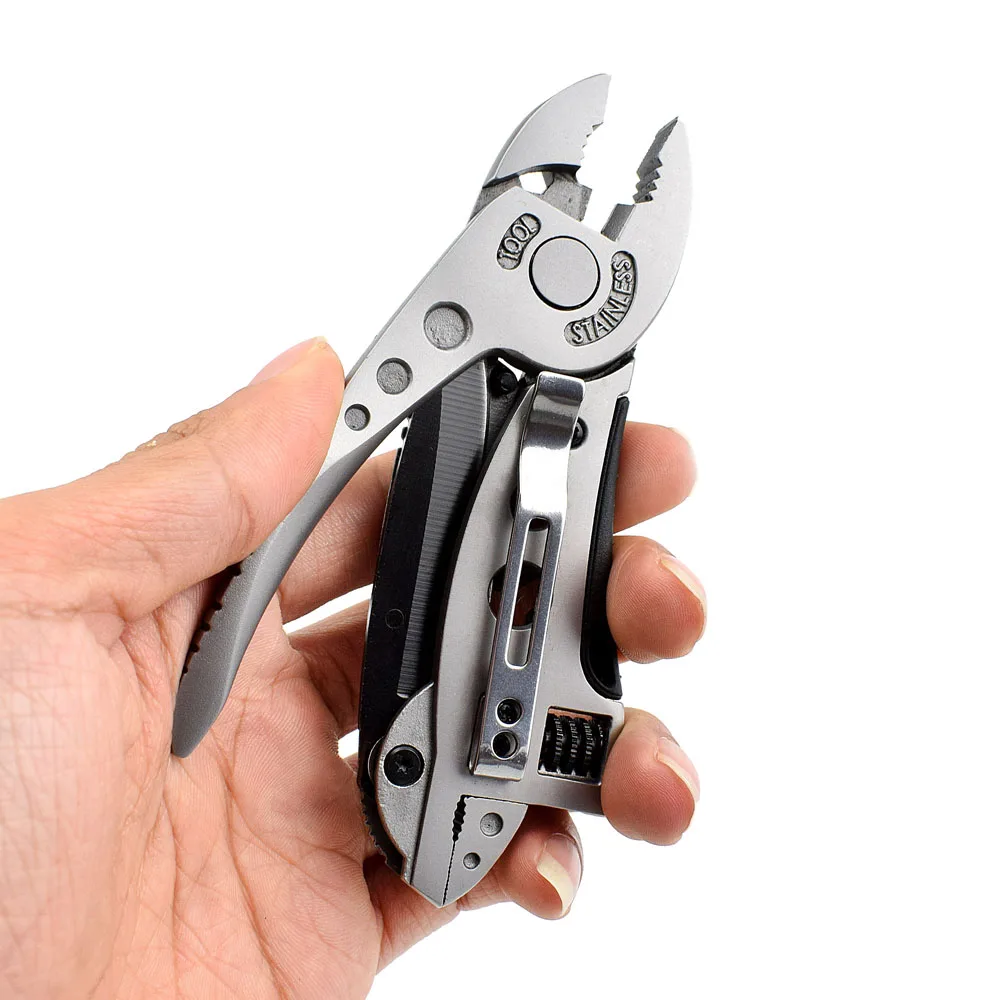 

New Multifuntion Pliers Survival Multi Hand Tools Mini Screwdriver Set Adjustable Wrench Jaw Spanner Pocket Knife Repair