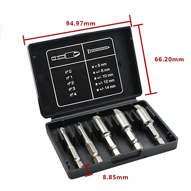 5Pcs/Set Screw Extractor Broken Bolt Remover For Power Tools Drill Guide Bits Set Hex Shank Single End Screw Extractor