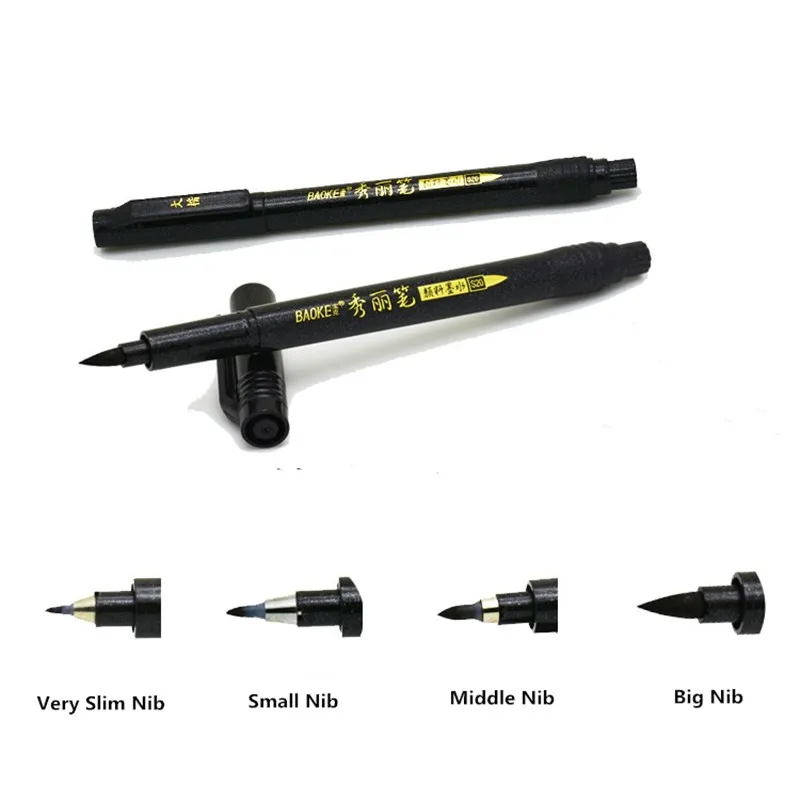 4pcs Set S,M,L,XL Can Add Ink Calligraphy Pen Multipurpose Drawing Painting Brush School Office Supply Artist Writing Stationery