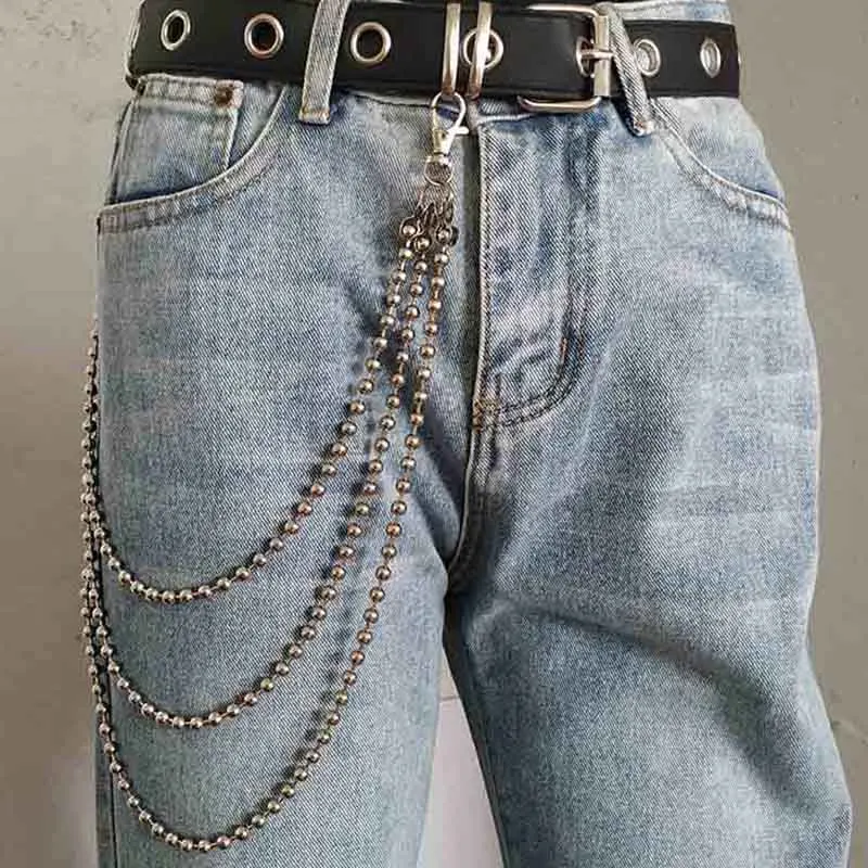 Punk Men Wallet Belt Chain Ball Metal Trousers Chain For Jeans Pants Fashion Jewelry  Unisex