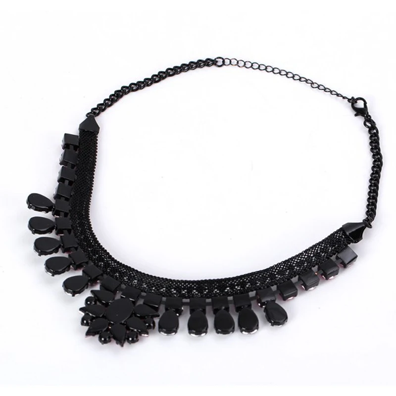 European and American popular manufacturers selling big women chain thick pink gem crystal pendant necklace for women #N020