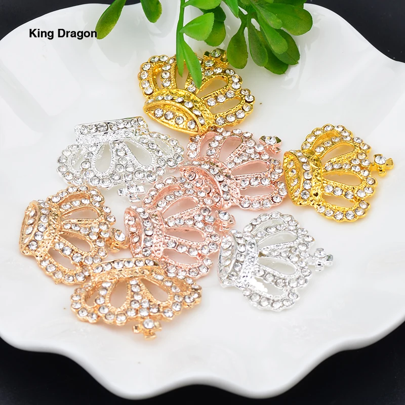 New Arrival Rhinestone Crown Embellishment Used On Invitation Flat Back 28MM*24MM 20PCS/Lot 4 Colors Decoration Tiara KD541