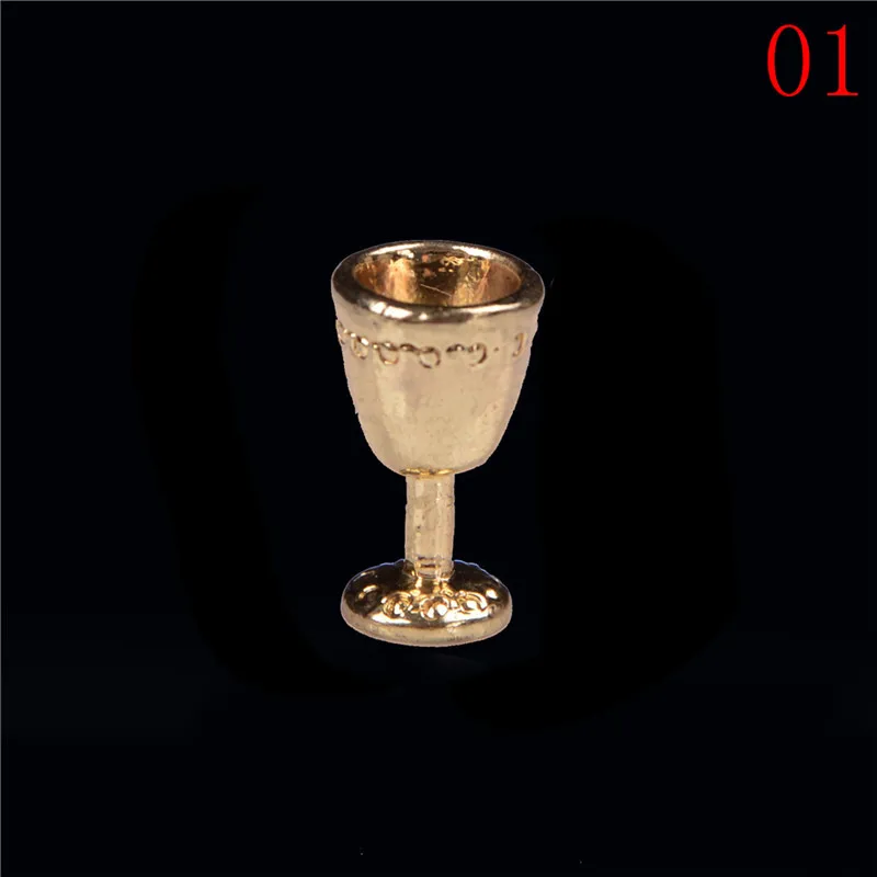 1:12 Scale Mini Wine Beer Cup Dollhouse Craft Transparent Goblet Miniature Home Decoration Glass Model DIY Parts