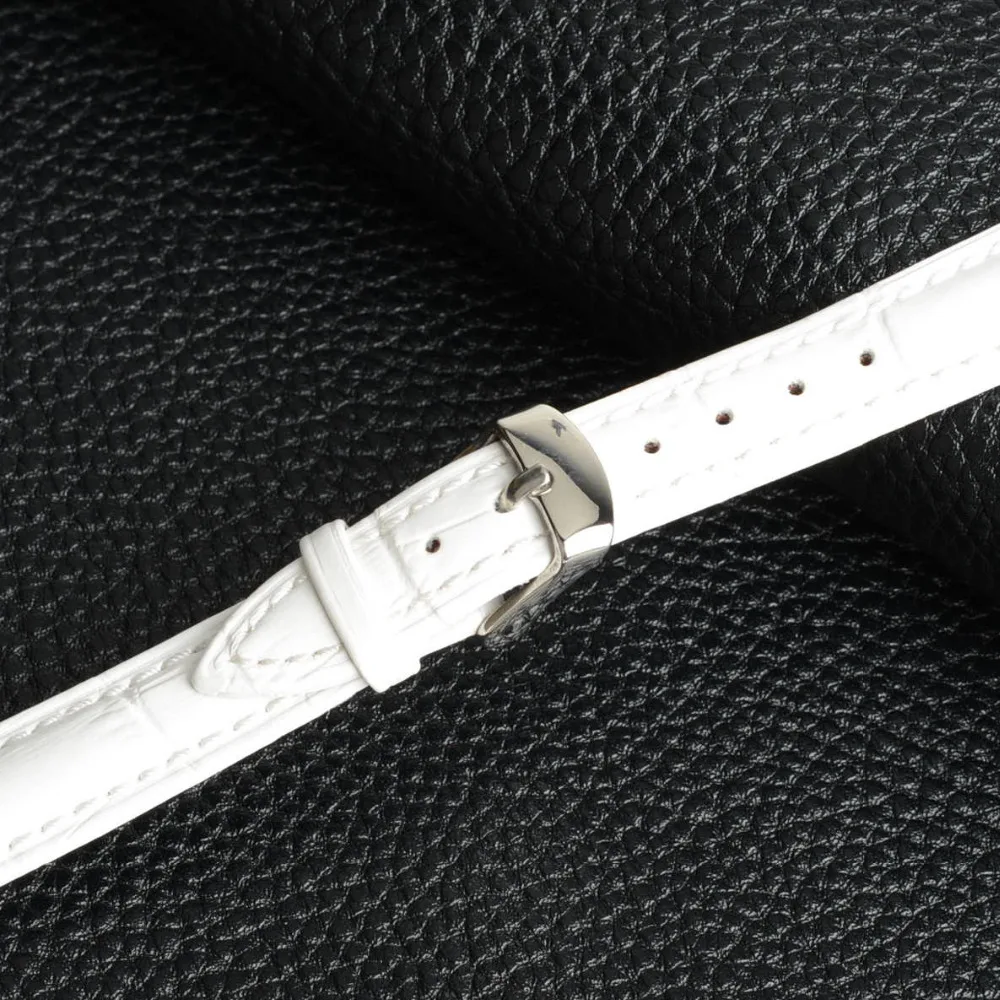 Brand New 14mm Genuine Leather Replacement Watch Band Strap waterproof anti-sweat Watchband White