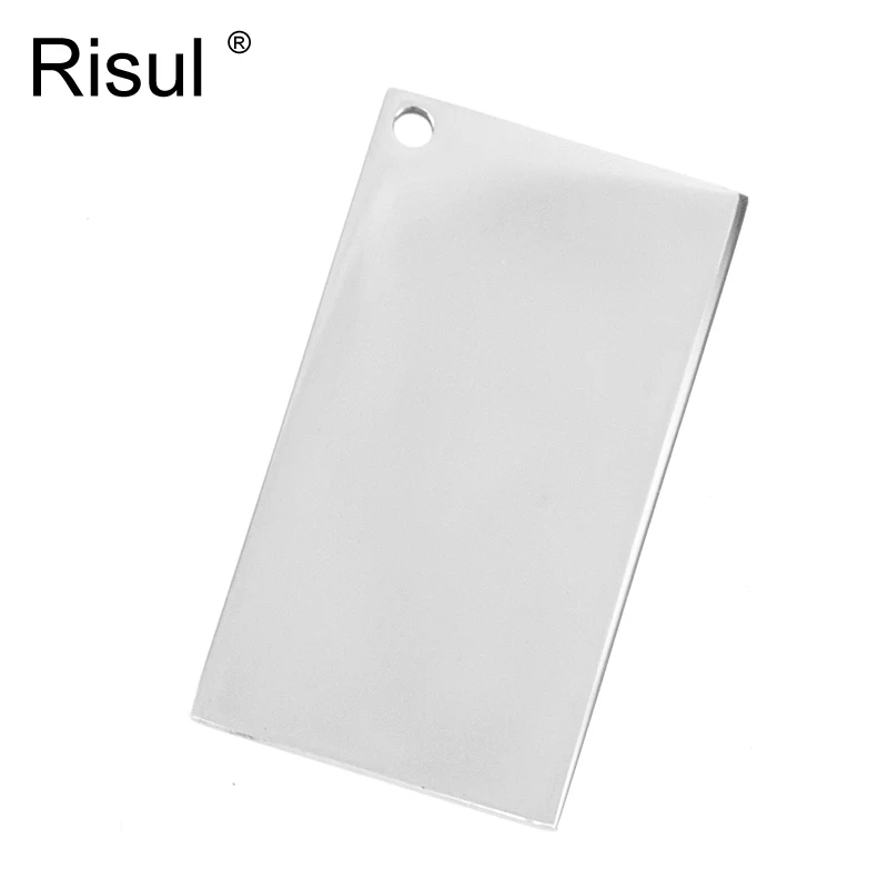 Risul 20x35mm Rectangle pendant corner Bail hole Charms blank print DIY keyring pendant polished stainless steel wholesale 50pcs