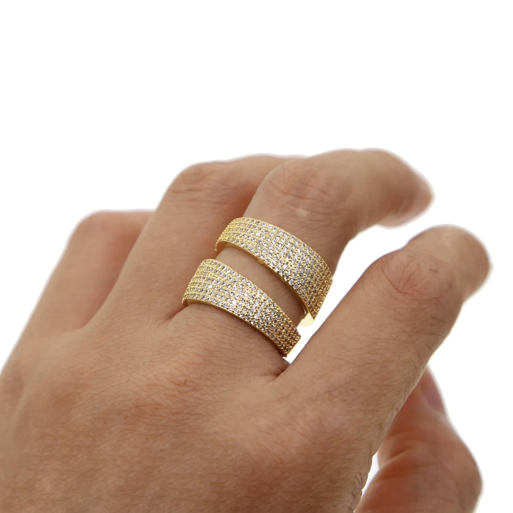 Women Ring Gold Color Finger Engagement Rings for Women Wedding Lab cz Rings iced out hiphop women Body Jewelry Size 6 7