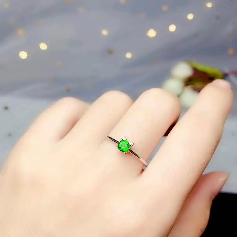 

big sale charming green diopside gemstone ring women 925 silver ring natural real gem green color birthday christmas gift