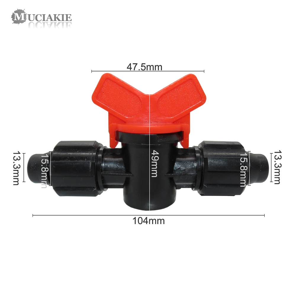 MUCIAKIE 20PCS Equal Coupling Connectors for 16mm Drip Tape Garden Irrigation Shut Off Switch Valve Greenhouse Water Adapter