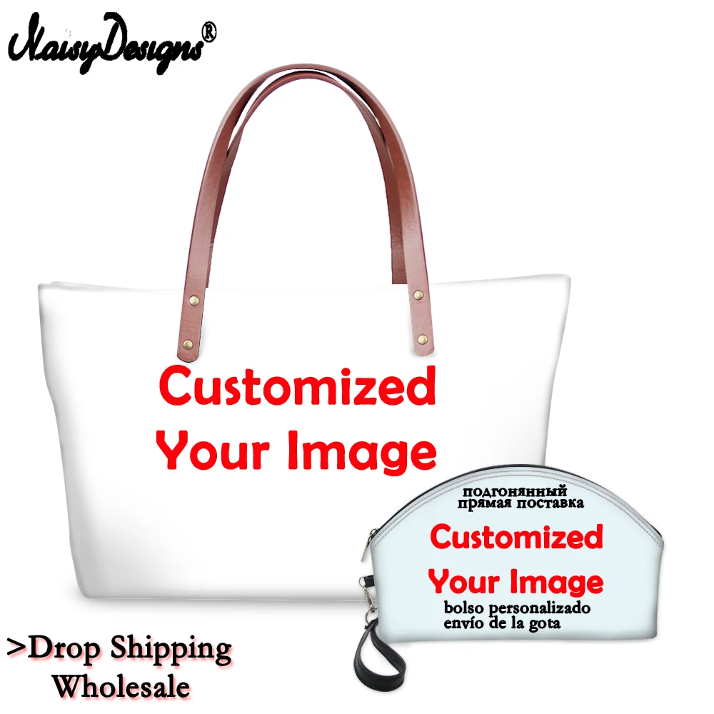 Noisydesigns Customize Your Personalized Pattern Handbags With Makeup bag Women Stylish 3D Totes for Girl Laides Drop Shipping