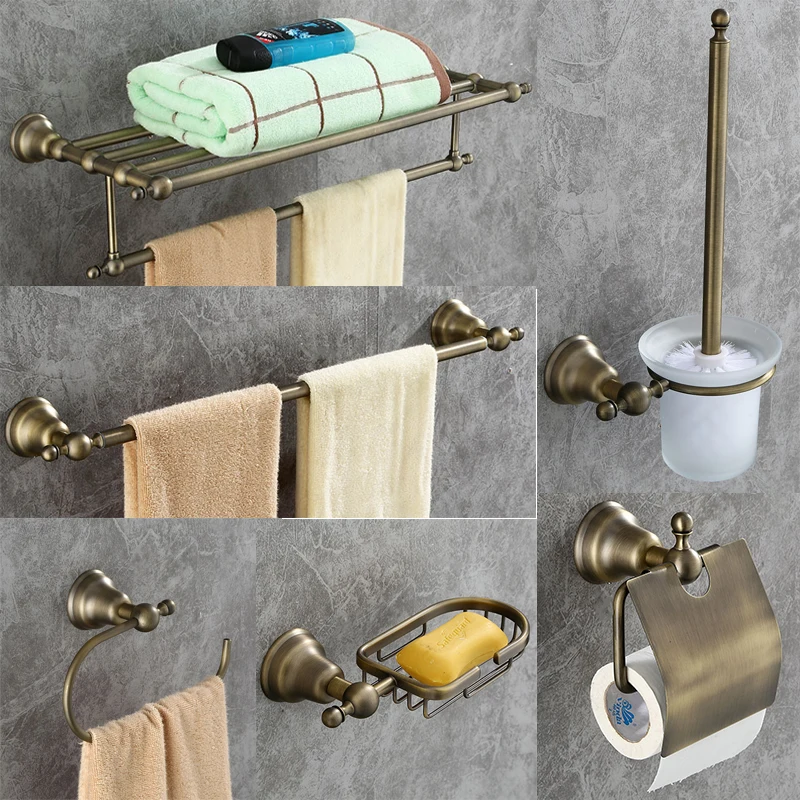 

AOBITE Green Bronze Towel Rack alloy Towel Rack Bathroom Rack Bathroom Toilet Bathroom Hardware Pendant Set