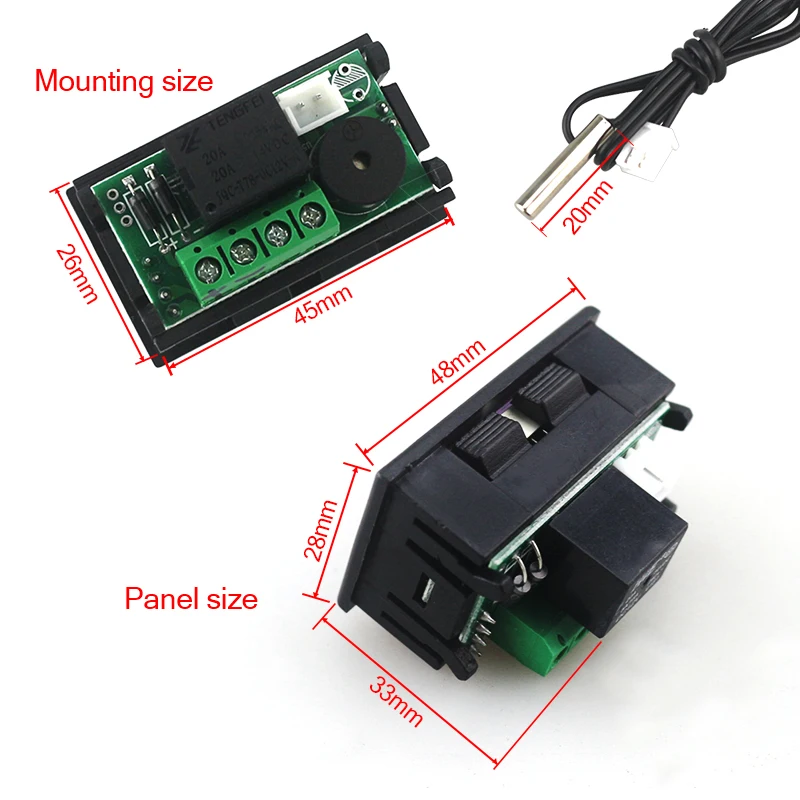 DC 12V 10A -50-110C Mini Microcomputer regolatore di temperatura termostato Temp. Calibro regolabile