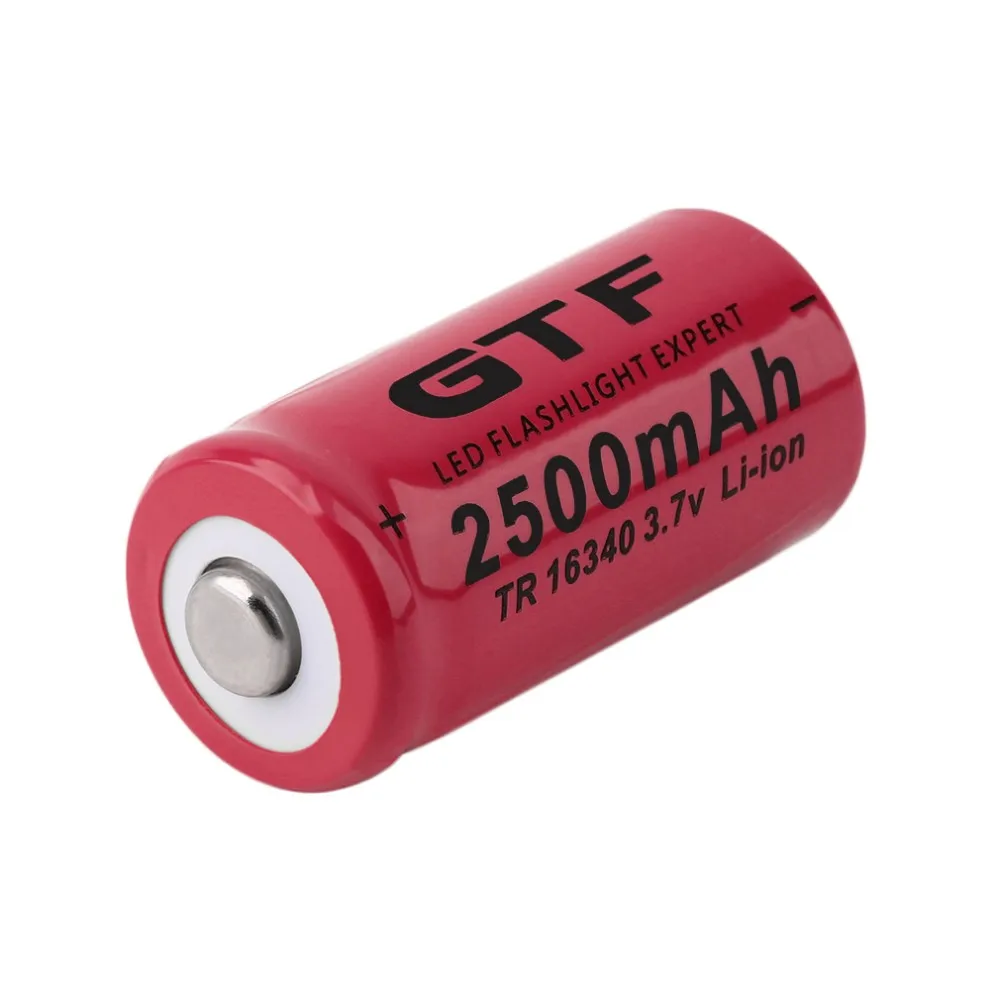 Gtf-充電式リチウムイオン電池,3.7v,2500mah,16340,懐中電灯用,ポータブル,led,cr123a