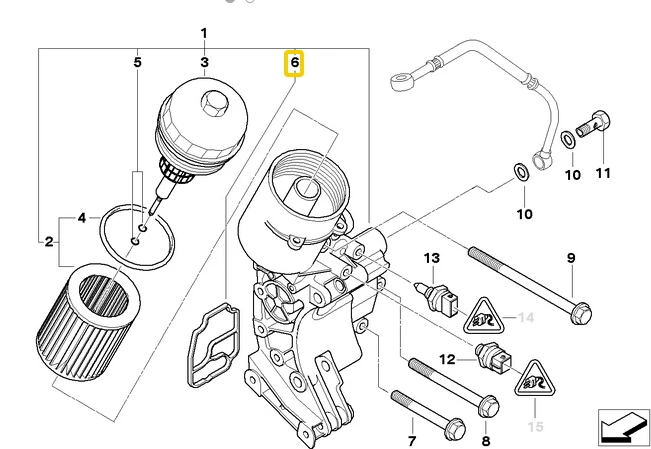 5 piece Oil Filter Housing Block Seal Gasket for BMW E36 E39 E46 E53 E60 328i 11421719855