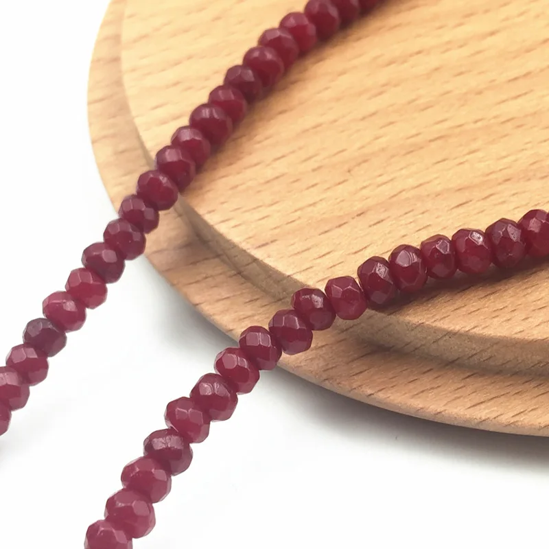 Wholesale Red Rubies 2x4mm Natural Stone Abacus Faceted Chalcedony Loose Beads For DIY Jewelry Making Jades Findings 14inch A148