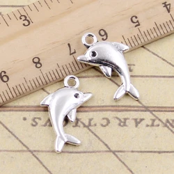 20pcs Charms Lovely Dolphin 23x13mm Tibetan Bronze Silver Color Pendants Antique Jewelry Making DIY Handmade Craft