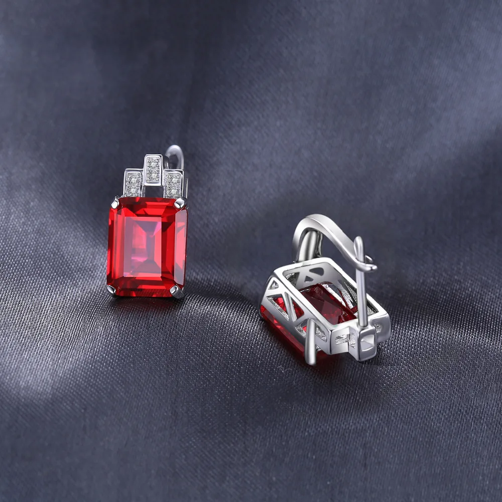 JewelryPalace Luxury 11.5ct Created Red Ruby 925 Sterling Silver Hoop Earrings dla kobiety Zaręczynowy Biżuteria Moda Prezent — zdjęcie 3
